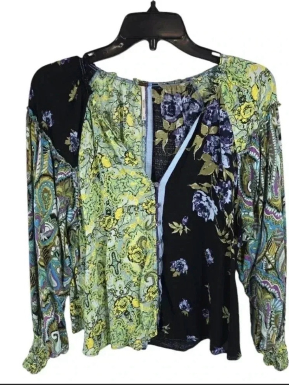 Free People Gemini top green Multicolor Paisley Blouse XS - Picture 5 of 11